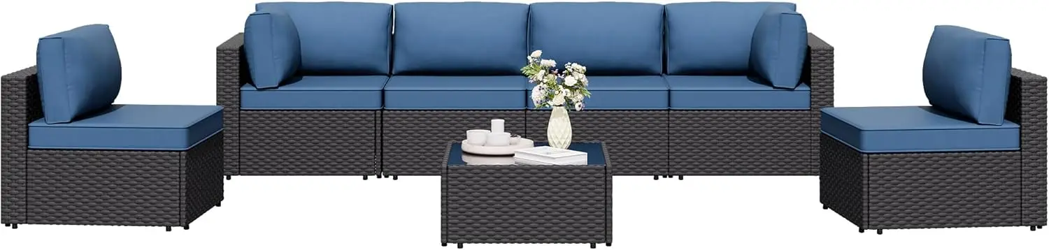 7 Pieces Outdoor Patio Sectional Sofa Couch, Wicker Furniture Patio Conversation Sets with Washable Cushions & Coffee Table for
7 Pieces Outdoor Patio Sectional Sofa Couch, Wicker Furniture Patio Conversation Sets with Washable Cushions & Coffee Table for