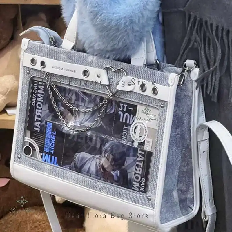 Y2K Women Fashion Denim Ita Shoulder Bag Cute Girl Transparent Pocket High-Capacity Crossbody Bag New Lolita DIY Display Handbag
Y2K Women Fashion Denim Ita Shoulder Bag Cute Girl Transparent Pocket High-Capacity Crossbody Bag New Lolita DIY Display Handbag