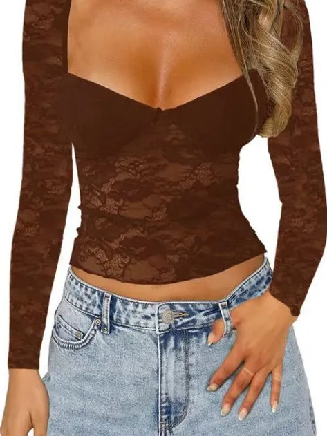 Sexy Lace Long Sve V-Ne Slim Fit irt for Women Silk Material Premium Quali Women's Faion Autumn Collection
Sexy Lace Long Sve V-Ne Slim Fit irt for Women Silk Material Premium Quali Women's Faion Autumn Collection