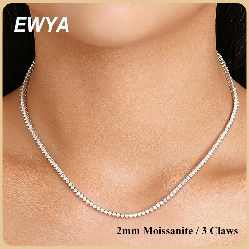 EWYA 3 Prong 2/3/4/5mm All Moissanite Tennis Necklace for Women Man Couple s925 Silver Lab Diamond GRA Certified Neck Chain Gift
EWYA 3 Prong 2/3/4/5mm All Moissanite Tennis Necklace for Women Man Couple s925 Silver Lab Diamond GRA Certified Neck Chain Gift