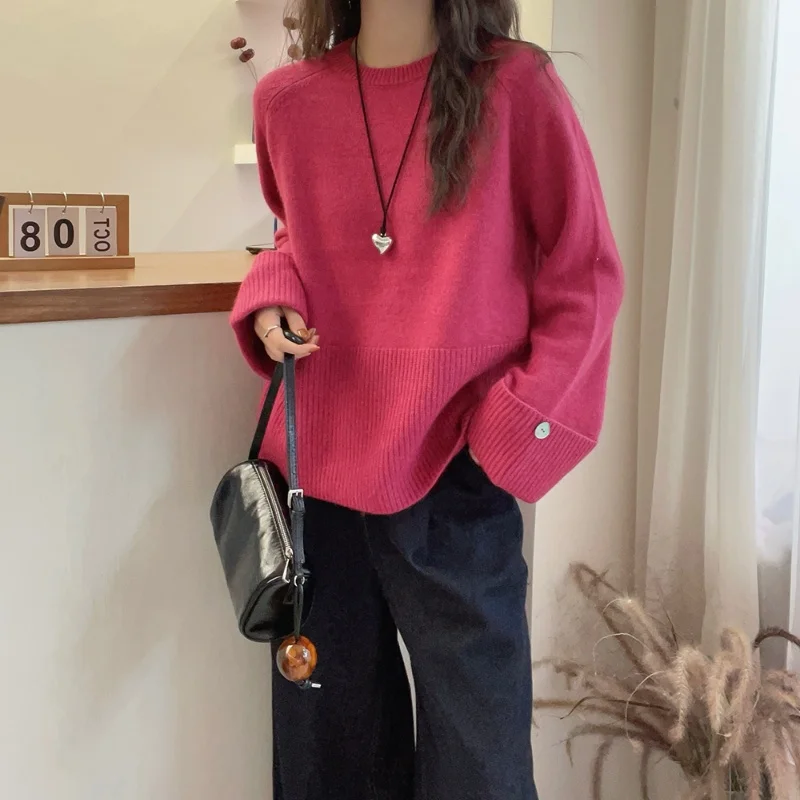 Women's Casual Round Neck Long Sleeve Loose Sweater Autumn Winter New 100% Wool Knitted Pullover Female Simplicity Basic Tops
Women's Casual Round Neck Long Sleeve Loose Sweater Autumn Winter New 100% Wool Knitted Pullover Female Simplicity Basic Tops
