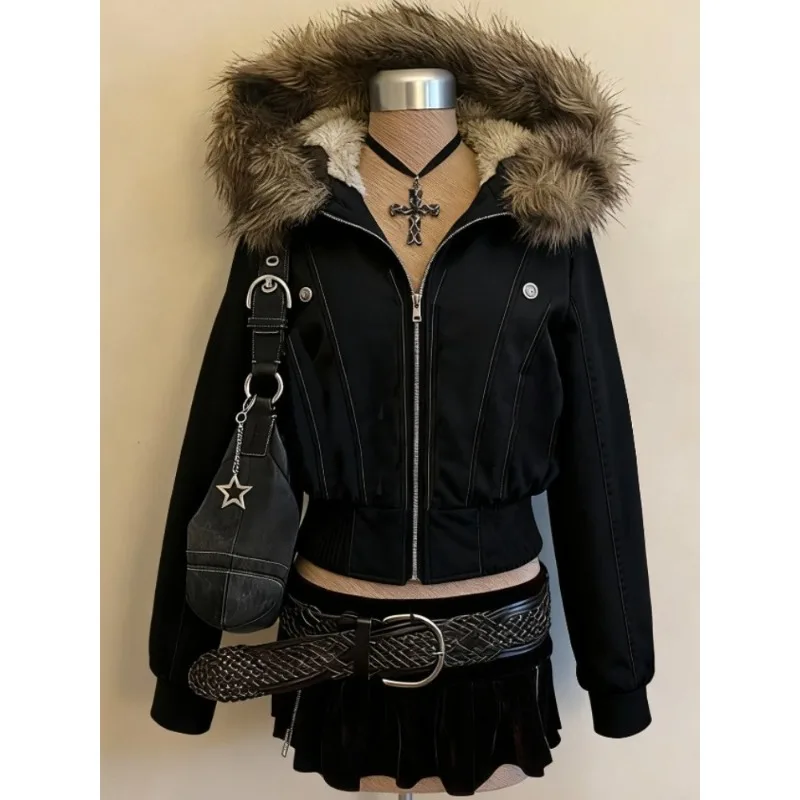 Casual Streetwear Faux Fur Jacket with Hooded Women Subculture Harajuku Vintage Safari Coats Zipper Sweatshirts Y2k Stand Neck
Casual Streetwear Faux Fur Jacket with Hooded Women Subculture Harajuku Vintage Safari Coats Zipper Sweatshirts Y2k Stand Neck