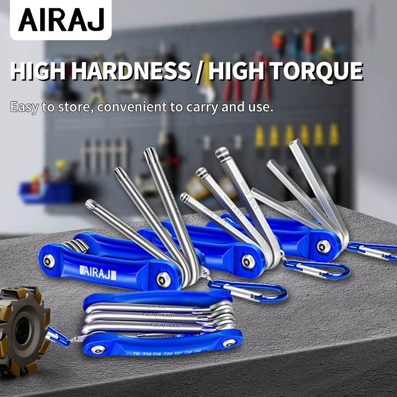 25 pieces per set. Foldable hex key wrench set. Metric and imperial star-shaped hex key wrench set. Portable. With key hook
25 pieces per set. Foldable hex key wrench set. Metric and imperial star-shaped hex key wrench set. Portable. With key hook