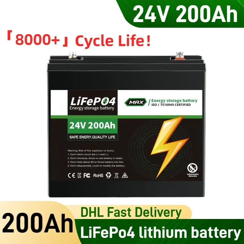 8000+ cycle life 24V 200Ah Lifepo4 Battery Lithium iron phosphate Cell,For wheelchair RV Motorcycle Electric Car Solar Marine
8000+ cycle life 24V 200Ah Lifepo4 Battery Lithium iron phosphate Cell,For wheelchair RV Motorcycle Electric Car Solar Marine