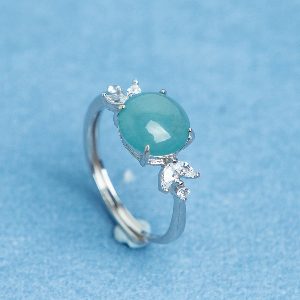 TIMESWIND Natural A-type Jade Light Blue Bead S925 Silver Heart Zircon Women Open Ring with Certificate
TIMESWIND Natural A-type Jade Light Blue Bead S925 Silver Heart Zircon Women Open Ring with Certificate
