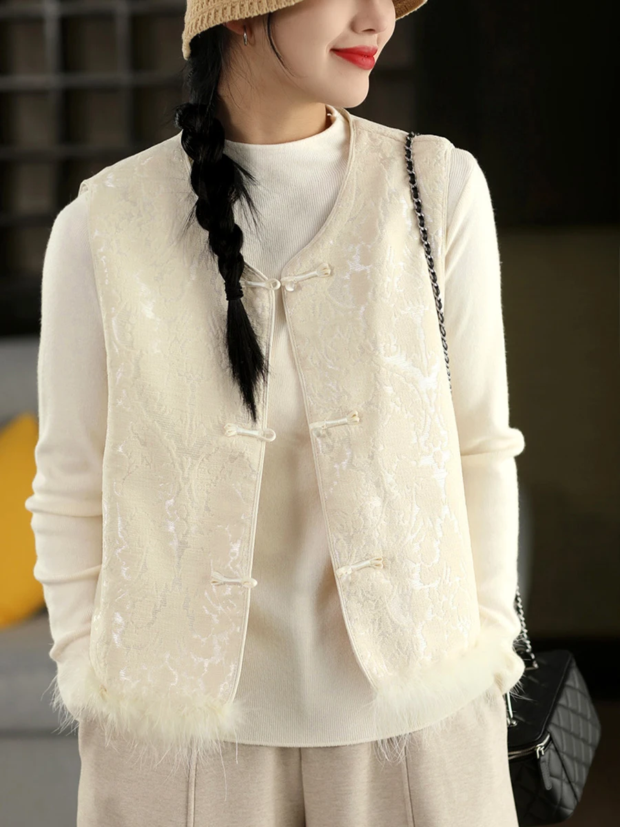 Retro Heavy Embroidery Button Chinese Sle Vest Cotton Lined Early Spring Stand Collar Vest Jaet Women's Outerwear
Retro Heavy Embroidery Button Chinese Sle Vest Cotton Lined Early Spring Stand Collar Vest Jaet Women's Outerwear
