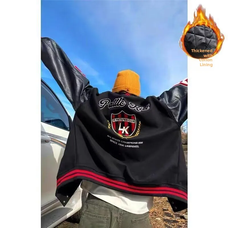 American Sle Thiened Loose Couple Jaets Men Women 2025 Patchwork Leather Color Blo Baseball Sle Cotton Innerwear
American Sle Thiened Loose Couple Jaets Men Women 2025 Patchwork Leather Color Blo Baseball Sle Cotton Innerwear