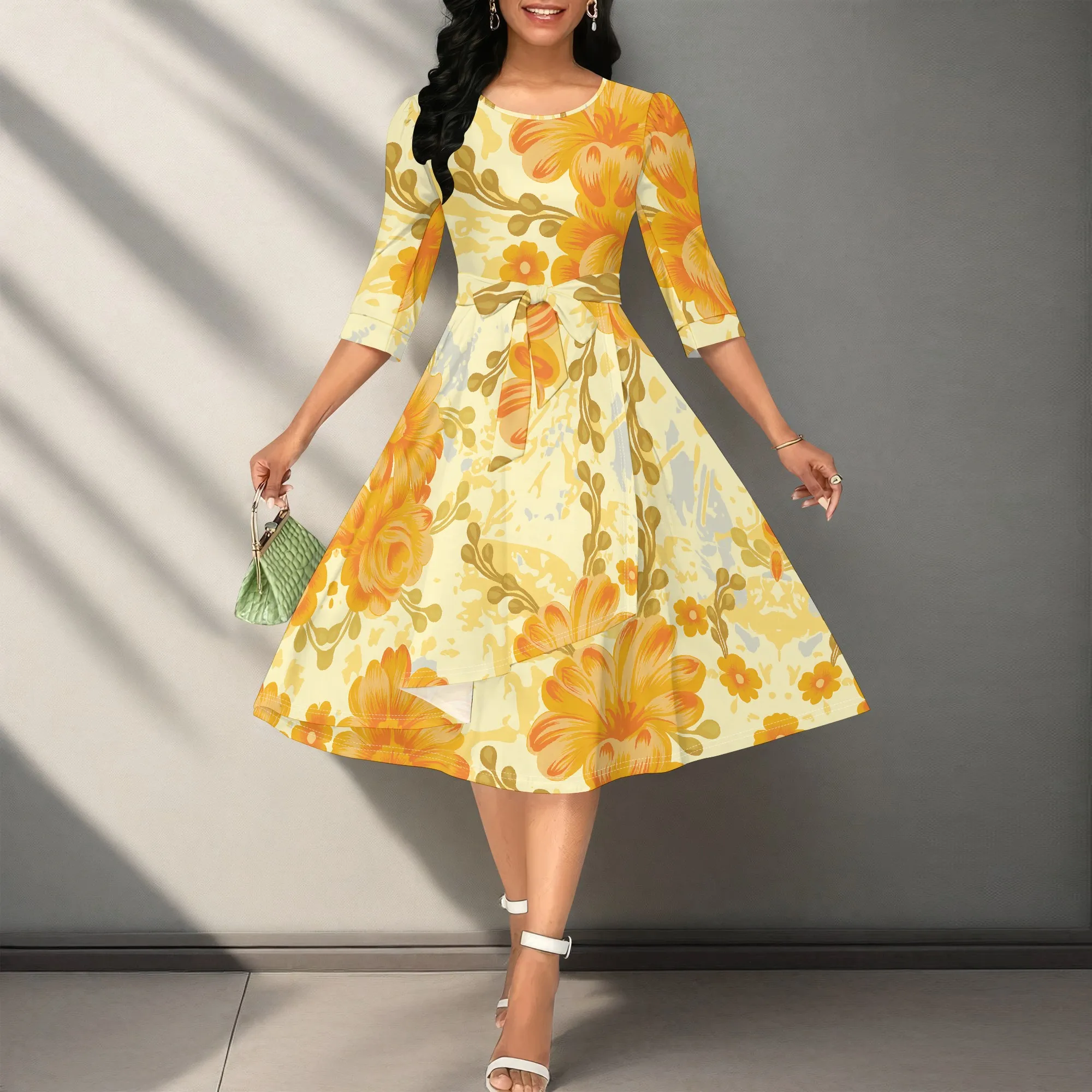 Women's Vintage Floral Dress Belted O Neck A-line Elegant Summer Midi Dress XS-3XL
Women's Vintage Floral Dress Belted O Neck A-line Elegant Summer Midi Dress XS-3XL