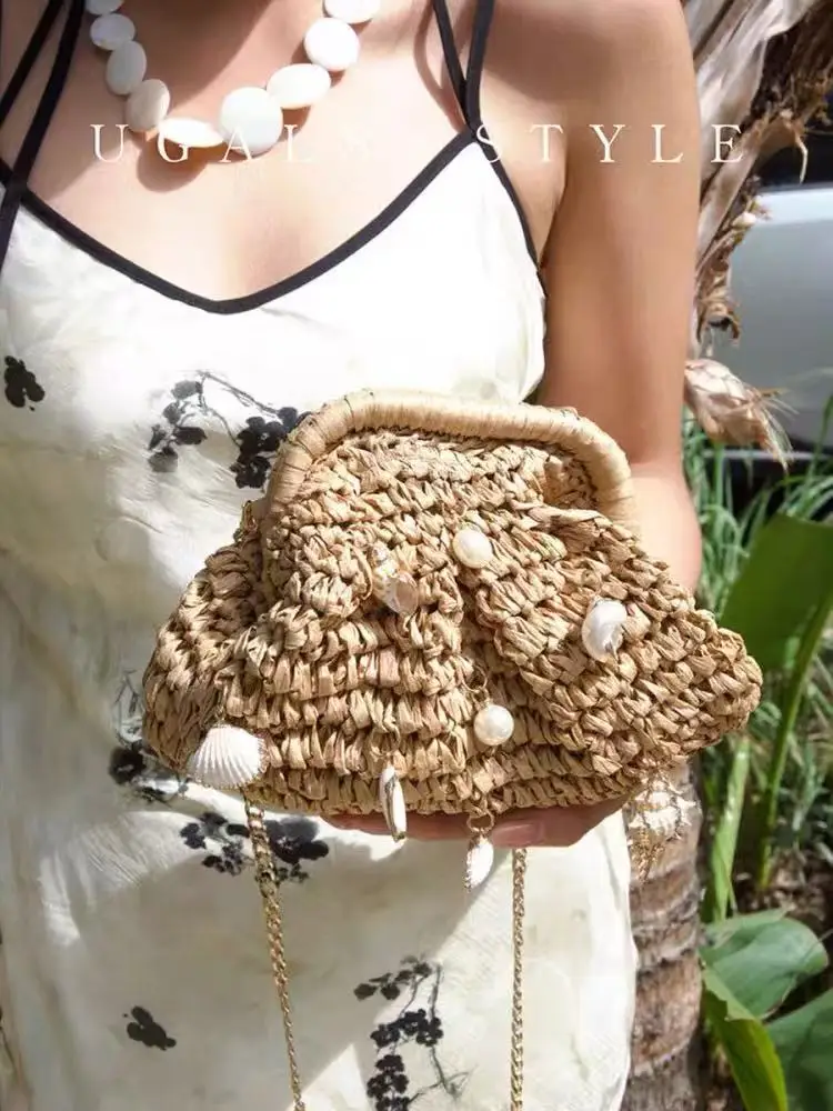 Fashion Straw Woven Handmade Cloud Bag Beads Beaded Clutch Purse Women Handbag Shoulder Crossbody Bag Holiday Vacation Beach Bag
Fashion Straw Woven Handmade Cloud Bag Beads Beaded Clutch Purse Women Handbag Shoulder Crossbody Bag Holiday Vacation Beach Bag