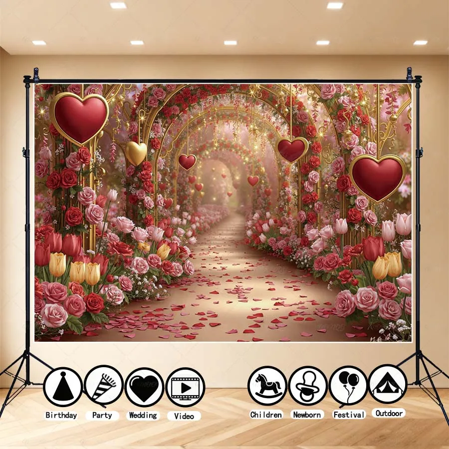 MOON.QG Valentine's Day 2026 Red Gold Heart Photography Backdrop Pink Red Rose Tulip With Petal Path Scenery Photo Background
MOON.QG Valentine's Day 2026 Red Gold Heart Photography Backdrop Pink Red Rose Tulip With Petal Path Scenery Photo Background