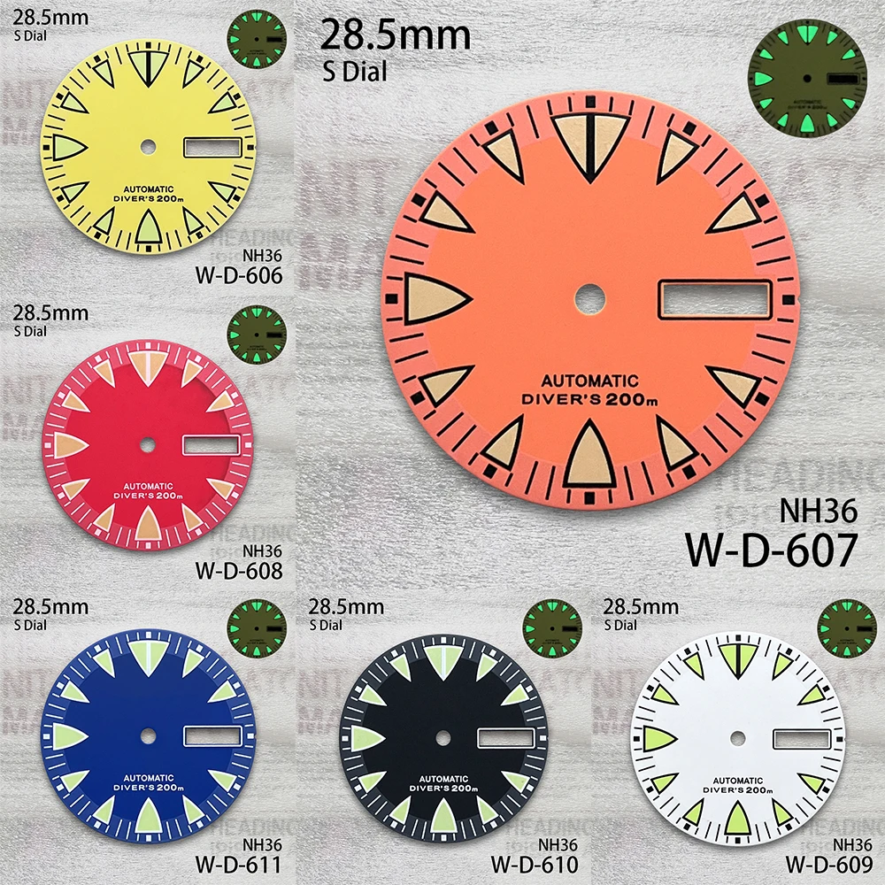 28.5mm S Logo Dial Suitable For NH36/4R36 Automatic Movement C3 Green Luminous Dual Calendar Watch Modification Accessories
28.5mm S Logo Dial Suitable For NH36/4R36 Automatic Movement C3 Green Luminous Dual Calendar Watch Modification Accessories