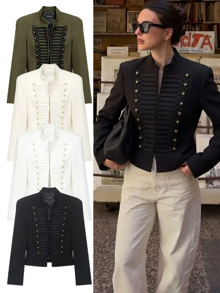 HH Elegant Women's Military Style Cropped Jacket 2026 Female Napoleon Shoulder Pads Stand Collar Slim Short Blazer High Street
HH Elegant Women's Military Style Cropped Jacket 2026 Female Napoleon Shoulder Pads Stand Collar Slim Short Blazer High Street