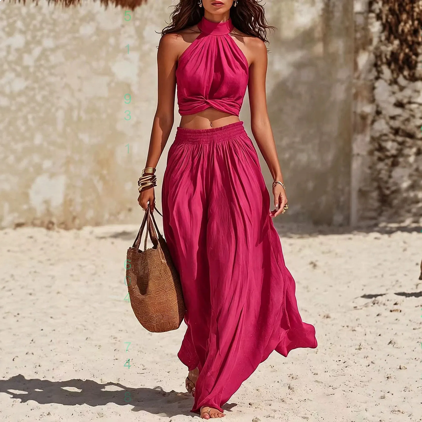 Women's Summer Matching Set: Twist Knot Crop Top & Wide Leg Maxi Skirt, Casual Vacation Outfit
Women's Summer Matching Set: Twist Knot Crop Top & Wide Leg Maxi Skirt, Casual Vacation Outfit