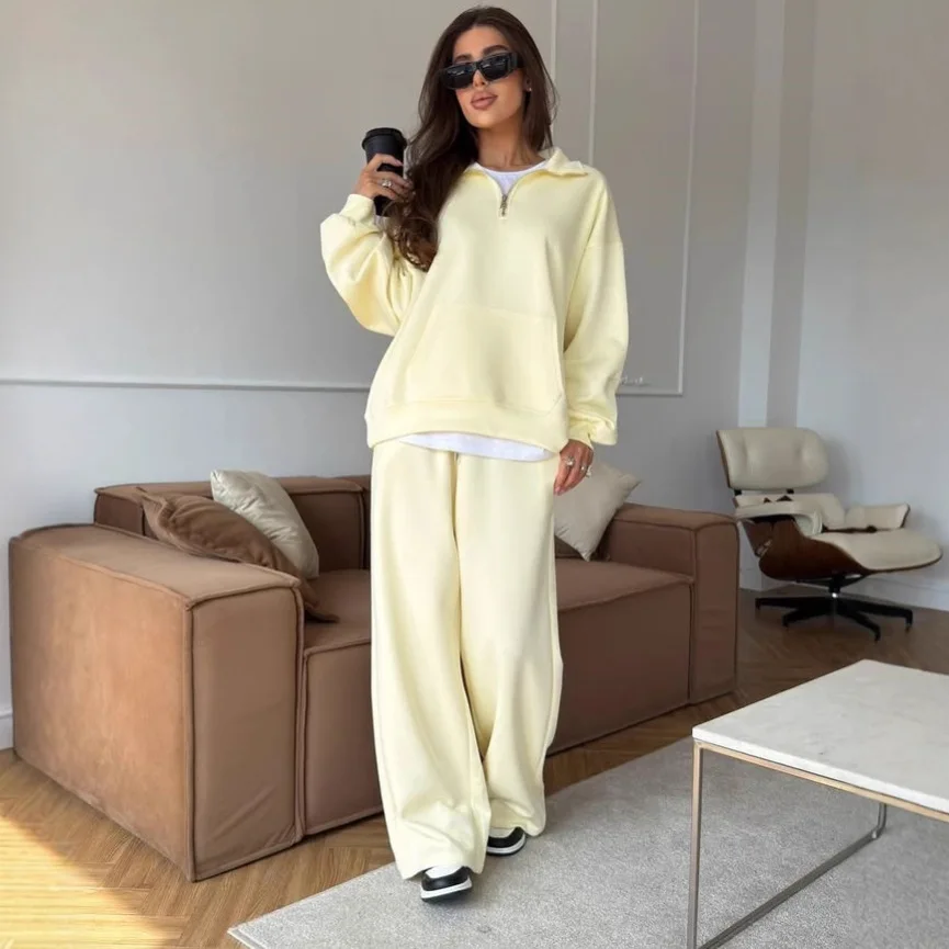 Casual Two Piece Set Cotton Zip Pullover Matching Set Drawstring Wide Leg Women Set European American Relax Tracksuit
Casual Two Piece Set Cotton Zip Pullover Matching Set Drawstring Wide Leg Women Set European American Relax Tracksuit