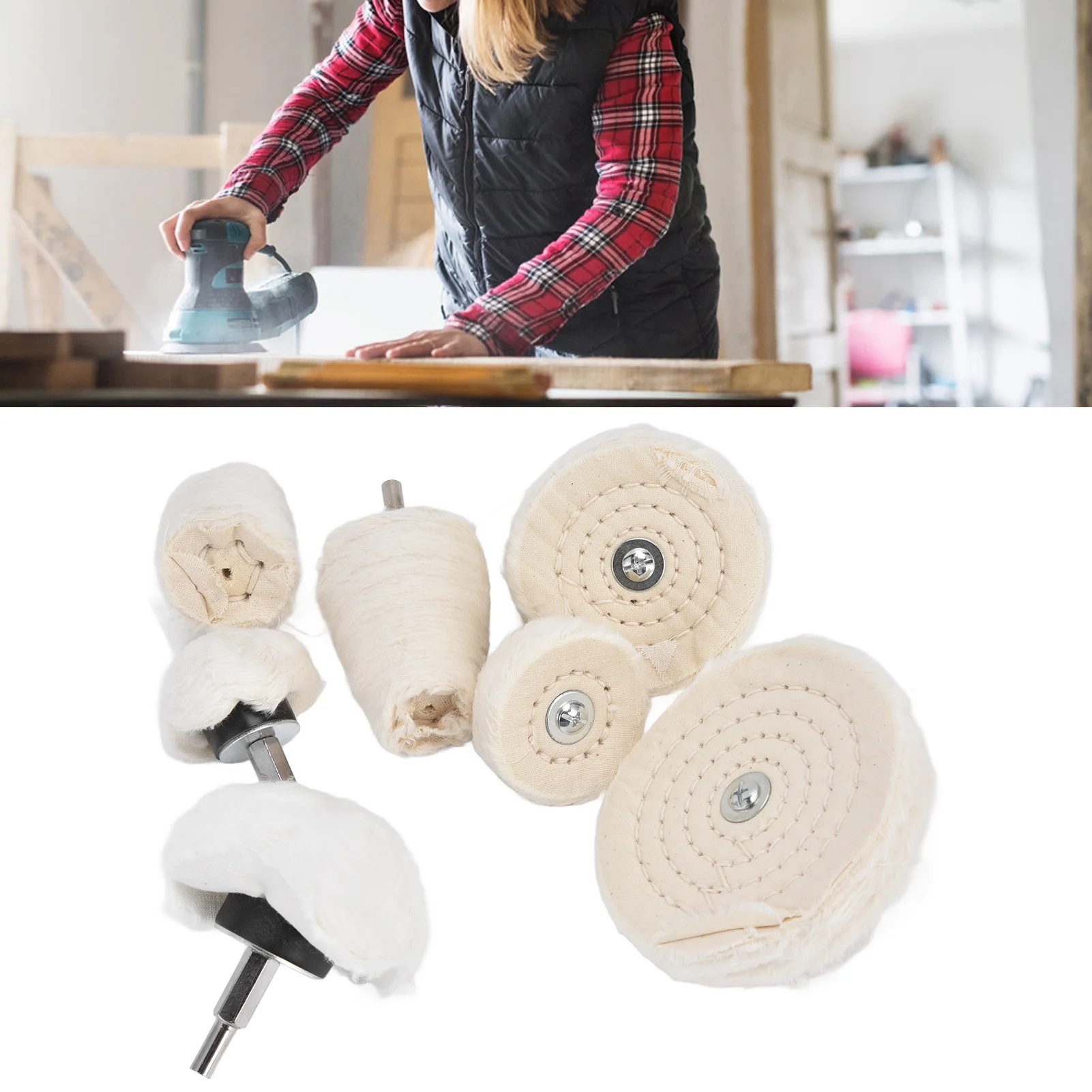 E5 7Pcs Polishing Wheel Kit Cotton Flannel Buffing Drill with 1/4in Shank for Metal Glass Grinding Polishing Cloth Wheel Set
E5 7Pcs Polishing Wheel Kit Cotton Flannel Buffing Drill with 1/4in Shank for Metal Glass Grinding Polishing Cloth Wheel Set