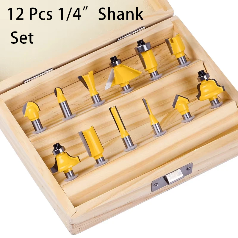 12Pcs 1/4" Shank Bearing Router Bit Woodworking Tool Engraving Trimming Grooving Milling Cutter For Home Renovation Work
12Pcs 1/4" Shank Bearing Router Bit Woodworking Tool Engraving Trimming Grooving Milling Cutter For Home Renovation Work