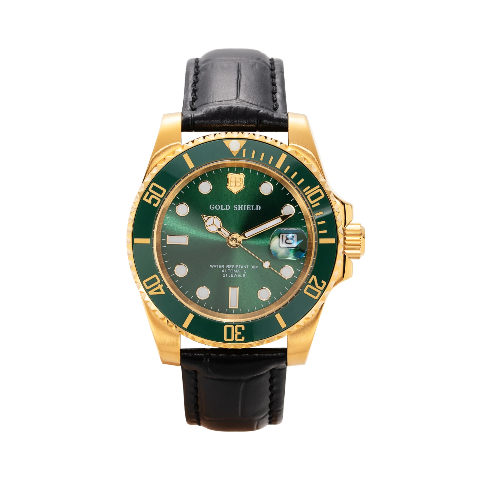 Luxury Men's Mechanical Automatic Wristwatches 42mm 24K Gold Green Glass Dual Calendar Watch for Men Waterproof Leather Strap
Luxury Men's Mechanical Automatic Wristwatches 42mm 24K Gold Green Glass Dual Calendar Watch for Men Waterproof Leather Strap