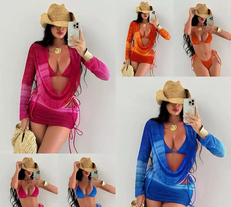 Cross-Border Long Sleeve Bikini Swimwear Women's Mesh Beach Dress Sexy Swimsuit Triangular Design with Chest Pad No Steel Sup...
Cross-Border Long Sleeve Bikini Swimwear Women's Mesh Beach Dress Sexy Swimsuit Triangular Design with Chest Pad No Steel Sup...