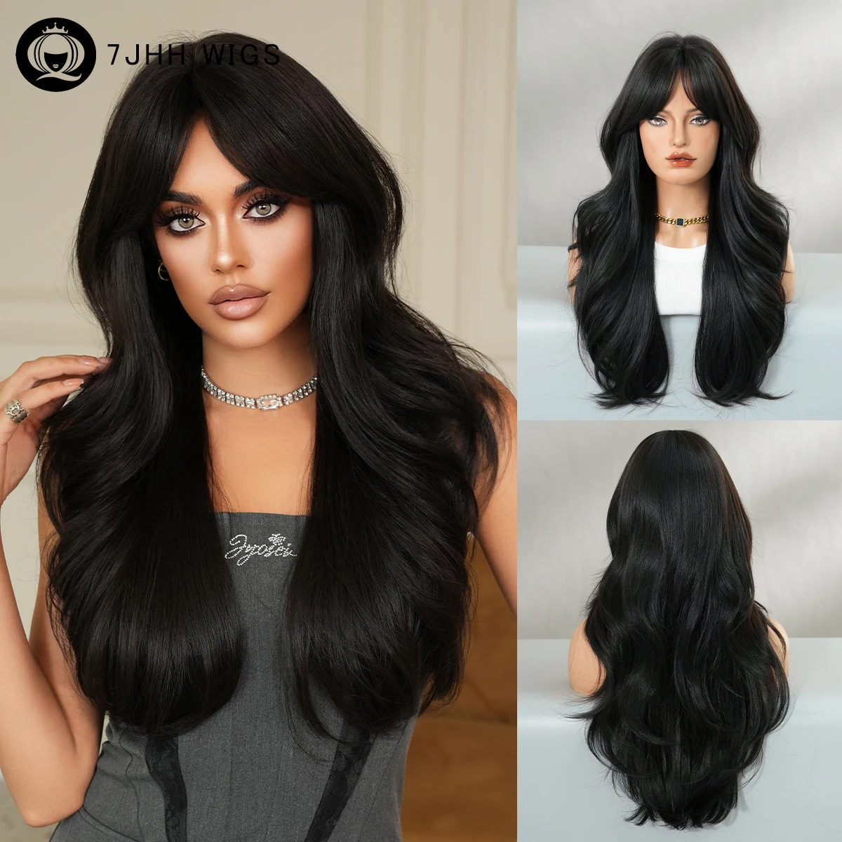 7JHH WIGS Long Body Wave Black Wig for Women High Density Synthetic Layered Modest Fashion Middle Part Wigs with Curtain Bangs
7JHH WIGS Long Body Wave Black Wig for Women High Density Synthetic Layered Modest Fashion Middle Part Wigs with Curtain Bangs