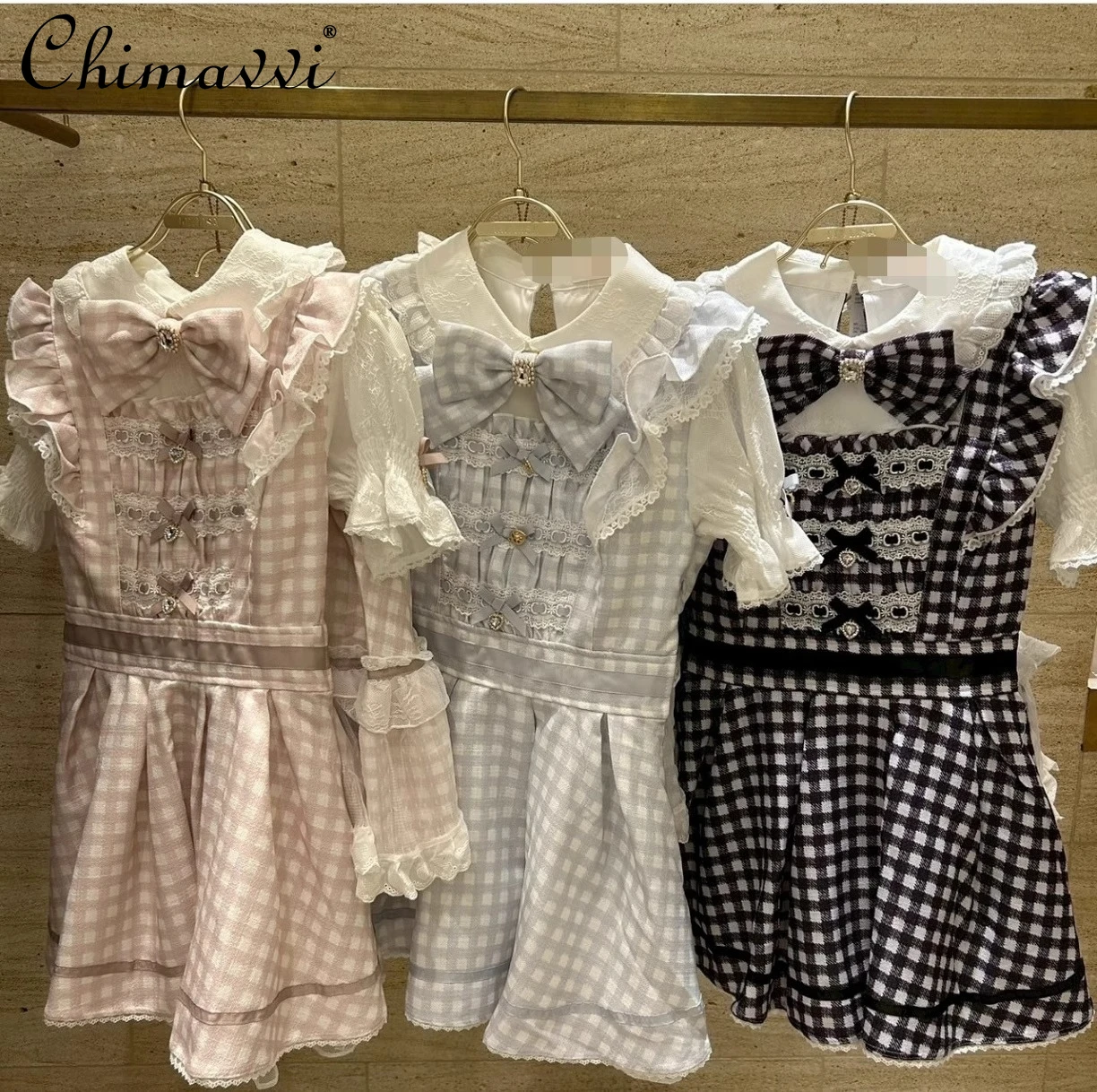 Japanese Cute Girl Bow Plaid Dress Set Liz Sweet Lolita Short Sleeve Slim Dress Top and Skirt Kawaii Womens Two-piece Set
Japanese Cute Girl Bow Plaid Dress Set Liz Sweet Lolita Short Sleeve Slim Dress Top and Skirt Kawaii Womens Two-piece Set