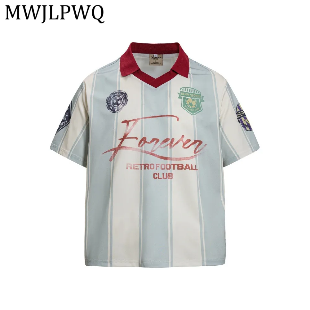 MWJLPWQ American-style Summer V-neck Shirt For Men Contrasting Vertical Stripes Lettering Tide Design Casual Sports Tops 15250
MWJLPWQ American-style Summer V-neck Shirt For Men Contrasting Vertical Stripes Lettering Tide Design Casual Sports Tops 15250