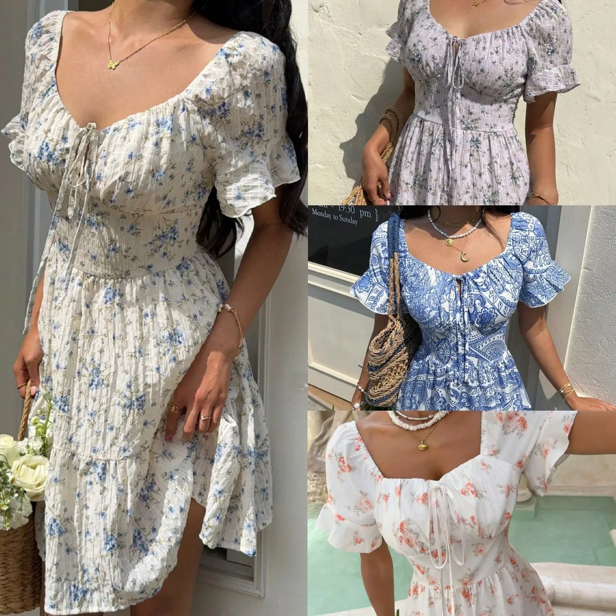 Women's Dress Square Neck Puff Sleeve Midi Dresses Floral Print Tiered Skirt Summer Dress Blue Floral Ruched Waist Casual Dress
Women's Dress Square Neck Puff Sleeve Midi Dresses Floral Print Tiered Skirt Summer Dress Blue Floral Ruched Waist Casual Dress