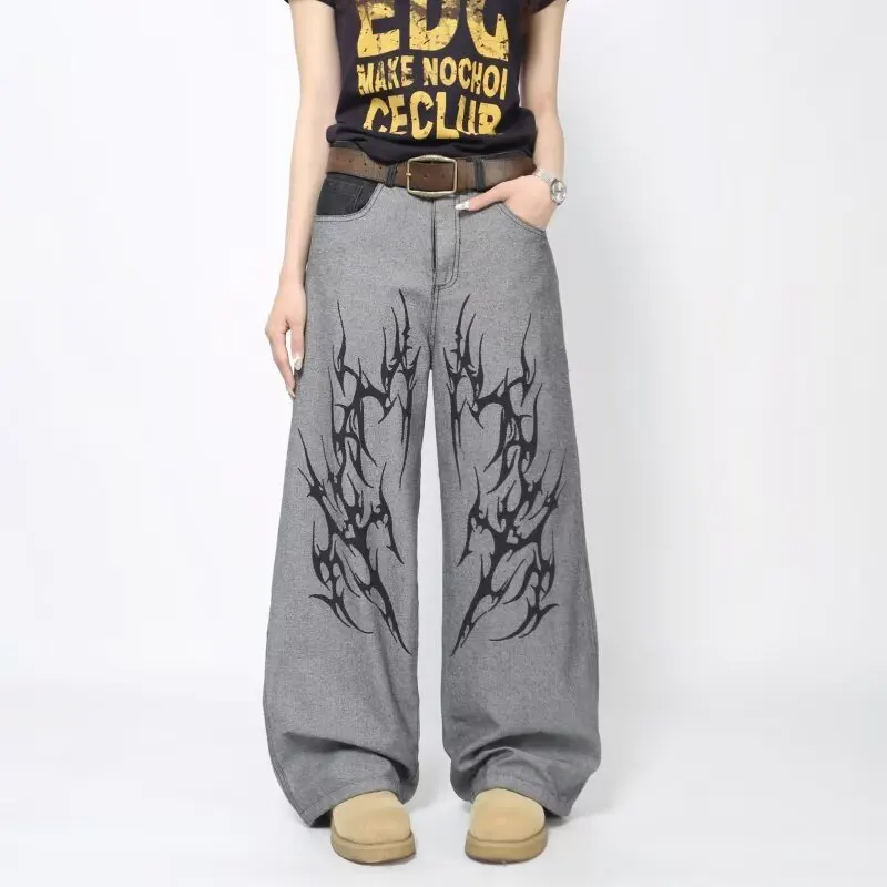 Тренд Y2K 2022, винтажные серые мешковатые женские джинсы с тотемным принтом, прямая женская одежда, джинсовые брюки Pantalon Femme
Тренд Y2K 2022, винтажные серые мешковатые женские джинсы с тотемным принтом, прямая женская одежда, джинсовые брюки Pantalon Femme