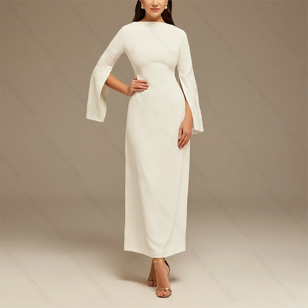 Ivory White O Neck Long Sleeves Evening Dress Chic Prom Gown Robes De Soirée Customized Dresses
Ivory White O Neck Long Sleeves Evening Dress Chic Prom Gown Robes De Soirée Customized Dresses