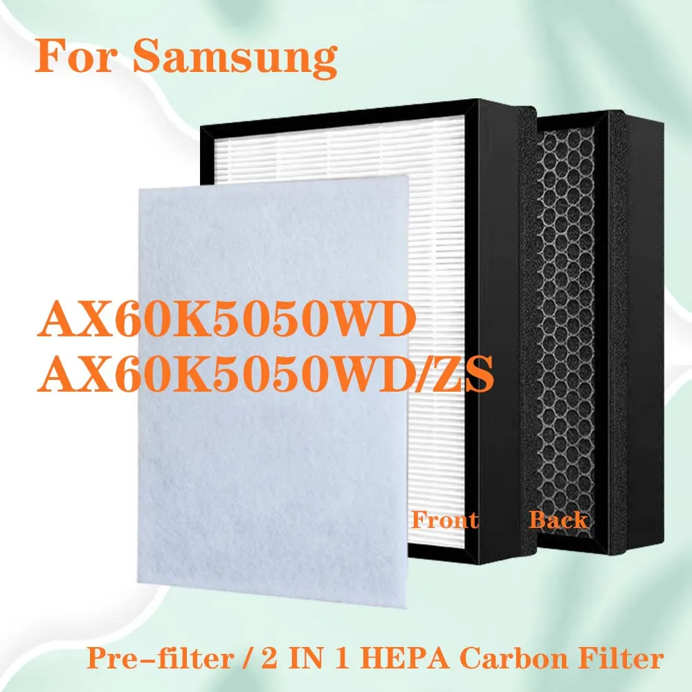 Air Purifier Filter Replacement for Samsung AX60K5050WD AX60K5050WD/ZS HEPA Activated Carbon Filter Composite Filter
Air Purifier Filter Replacement for Samsung AX60K5050WD AX60K5050WD/ZS HEPA Activated Carbon Filter Composite Filter