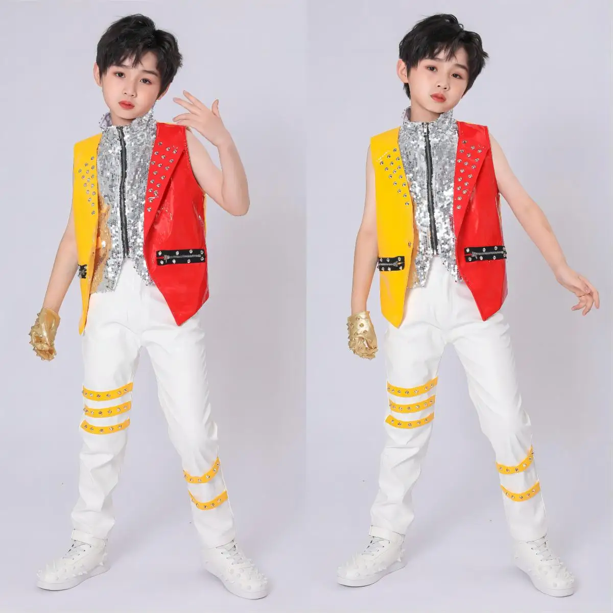 New Year'S Day Children Jazz Dance Performance Costume Singer Modern Dance Sequins Vest 3 Piece Set Boys Stage Outfits DN15675
New Year'S Day Children Jazz Dance Performance Costume Singer Modern Dance Sequins Vest 3 Piece Set Boys Stage Outfits DN15675