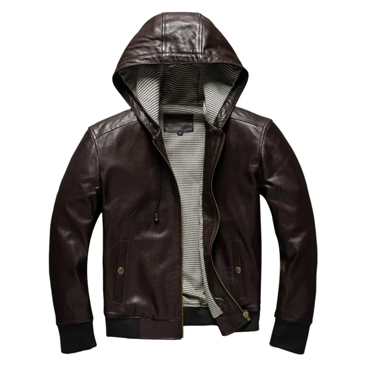 Spring And Autumn Hooded Goat Skin Leather Jacket, Men'S Leather Jacket, Fashionable Baseball Jacket, Versatile Casual Jacket
Spring And Autumn Hooded Goat Skin Leather Jacket, Men'S Leather Jacket, Fashionable Baseball Jacket, Versatile Casual Jacket