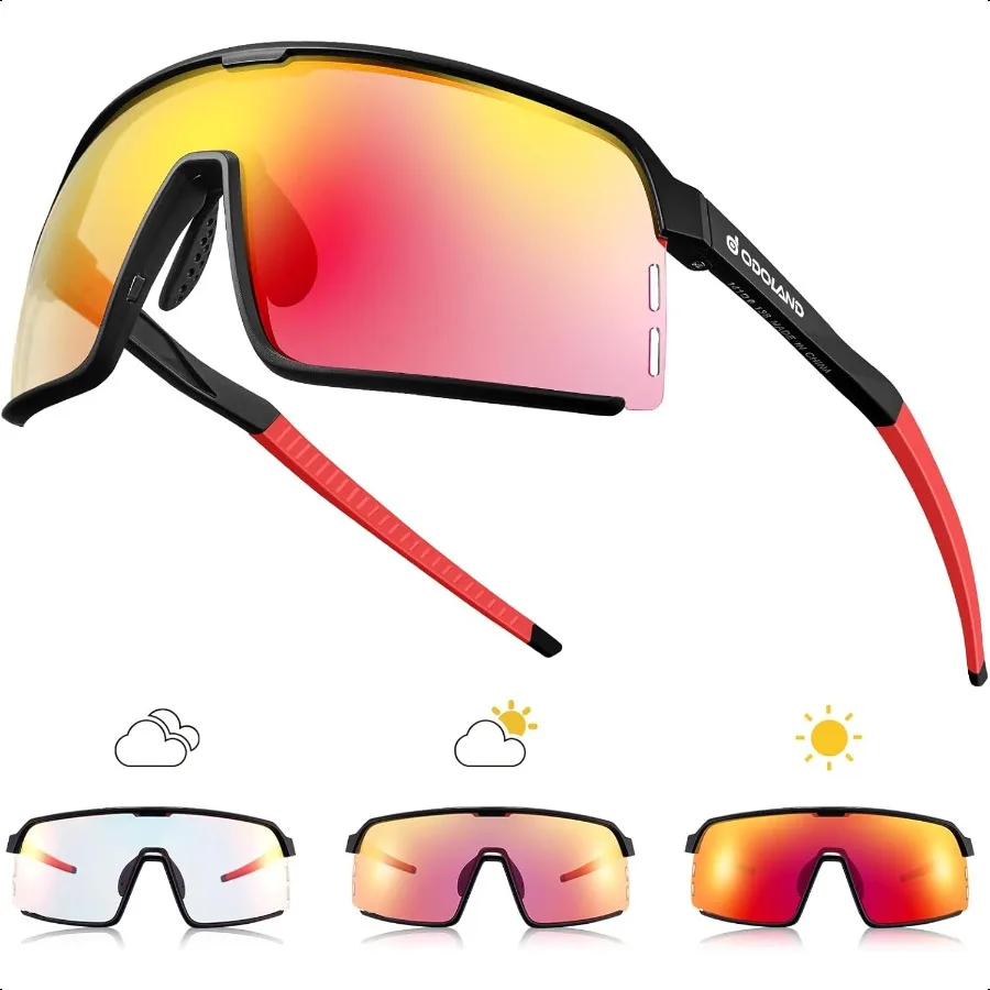 Odoland Photochromic Cycling Sunglasses UV400 Protection Bike Glasses for Driving MTB Riding Running Golf Baseball Men Women
Odoland Photochromic Cycling Sunglasses UV400 Protection Bike Glasses for Driving MTB Riding Running Golf Baseball Men Women
