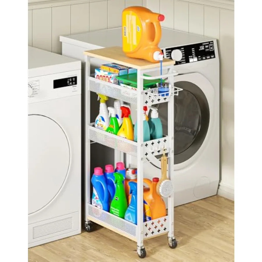 Rolling Slim Stora Cart 4-Tier Narrow atroom Laundry Room Orgazation Cart Metal Kitcen Stora Moile Self Ut Orgazer wit Wood Top
Rolling Slim Stora Cart 4-Tier Narrow atroom Laundry Room Orgazation Cart Metal Kitcen Stora Moile Self Ut Orgazer wit Wood Top
