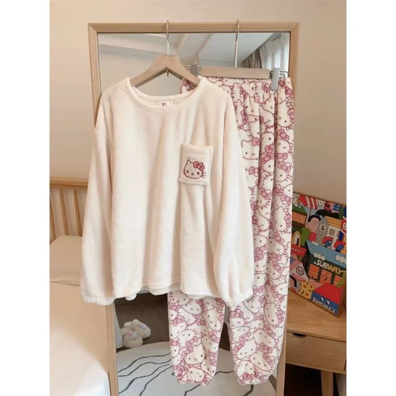 Winter Hello Kitty Flannel Warm Sleepwear Set Cute Cartoon Home Clothes Fluffy Sleepwear Two-piece Set Plush Sleepwear
Winter Hello Kitty Flannel Warm Sleepwear Set Cute Cartoon Home Clothes Fluffy Sleepwear Two-piece Set Plush Sleepwear