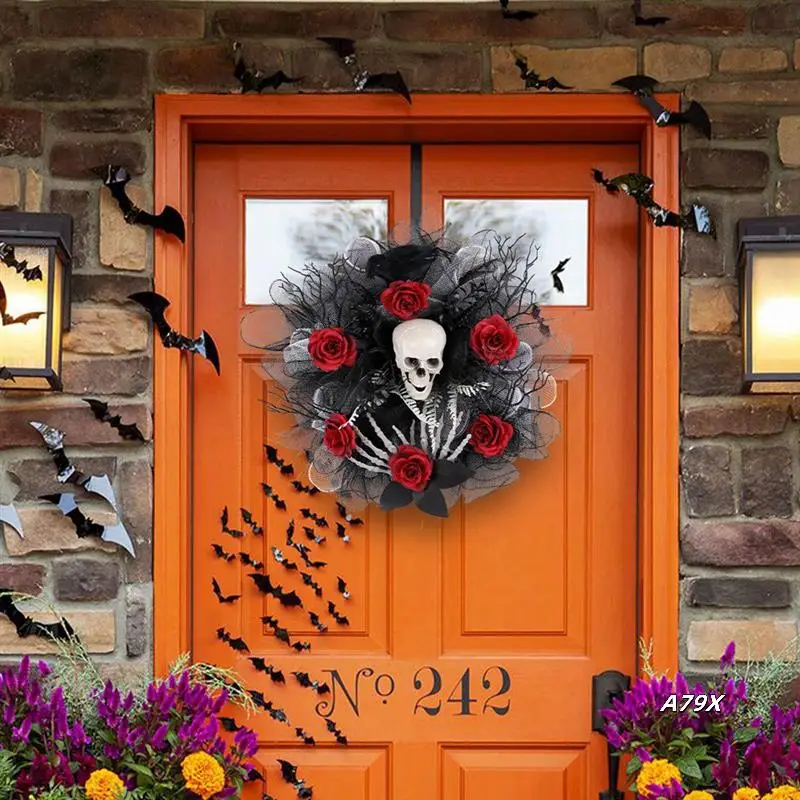 Halloween Rose And Skull Tulle Wreath Adjustable Headband Halloween Wreaths For Front Door For Party Costume
Halloween Rose And Skull Tulle Wreath Adjustable Headband Halloween Wreaths For Front Door For Party Costume