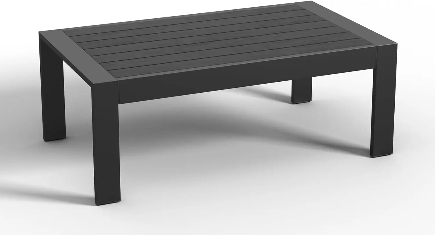 Modern Outdoor Aluminum Coffee Table, Patio Center Furniture With Imitation Wood Slat Top, All Weather Rectangular Tea Table For Backyard Porch Garden Poolside Balcony, Dark Grey
Modern Outdoor Aluminum Coffee Table, Patio Center Furniture With Imitation Wood Slat Top, All Weather Rectangular Tea Table For Backyard Porch Garden Poolside Balcony, Dark Grey