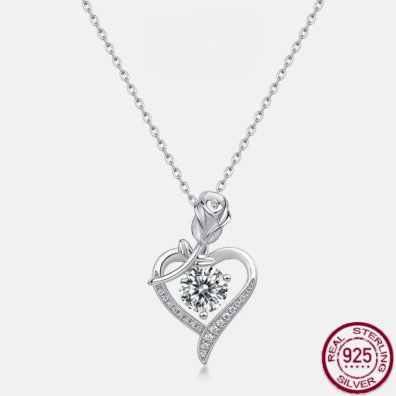 New S925 Pure Silver Heart Rose Mosang Light Luxury Niche Love Valentine's Day Gift for Girlfriend Wedding Jewelry
New S925 Pure Silver Heart Rose Mosang Light Luxury Niche Love Valentine's Day Gift for Girlfriend Wedding Jewelry