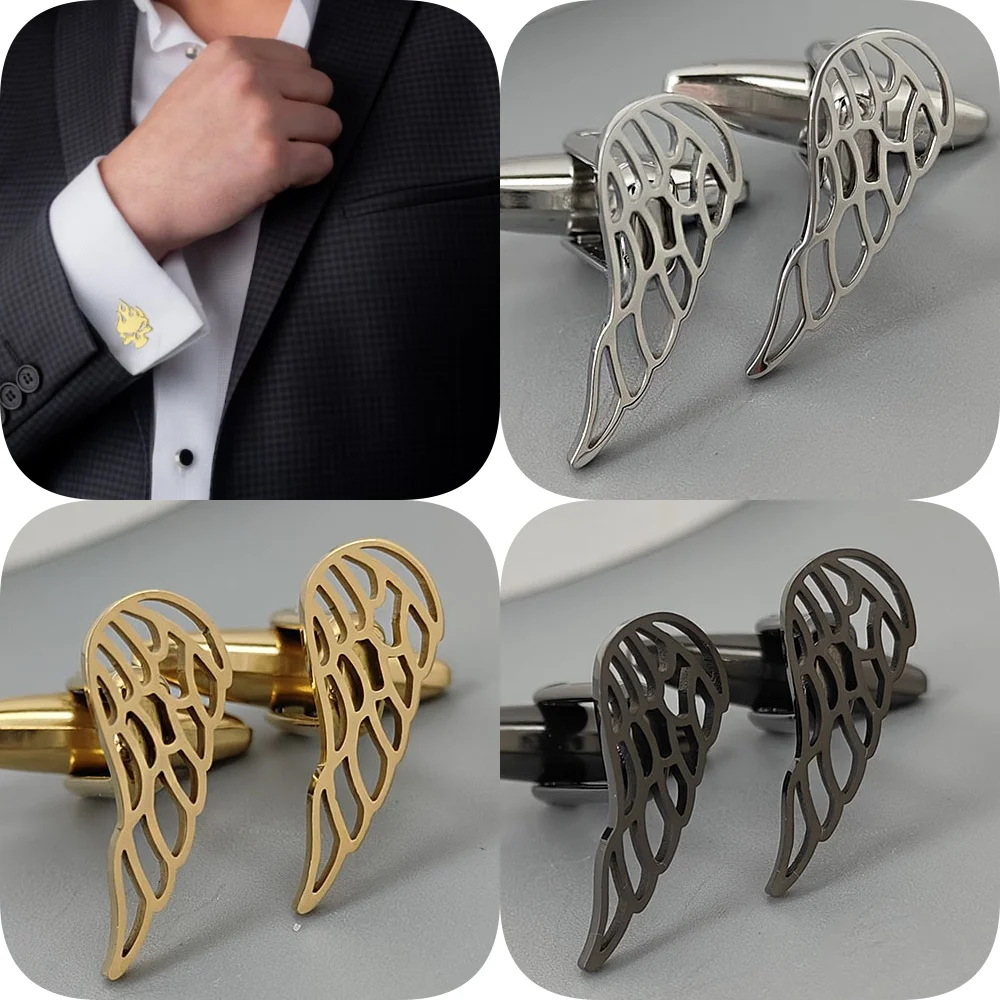 Punk style wings hollow stainless steel gold-plated 18K cufflinks, French shirt buttons, high-quality waterproof jewelry
Punk style wings hollow stainless steel gold-plated 18K cufflinks, French shirt buttons, high-quality waterproof jewelry