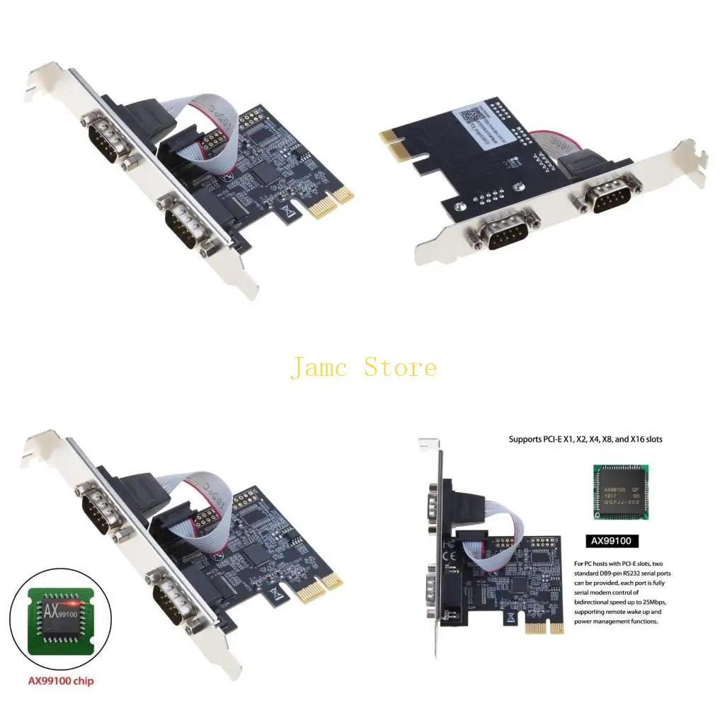 LX0B PCIe Dual Serial Expansion Card Chip AX99100 2 Port Industrial DB9 COM RS232
LX0B PCIe Dual Serial Expansion Card Chip AX99100 2 Port Industrial DB9 COM RS232