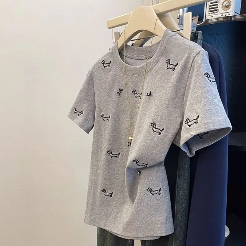 Fashion Cartoon Embroidery Women's Solid Color Pure Cotton T-Shirt Summer Vintage Casual Loose O-neck Short Sleeve Tops
Fashion Cartoon Embroidery Women's Solid Color Pure Cotton T-Shirt Summer Vintage Casual Loose O-neck Short Sleeve Tops