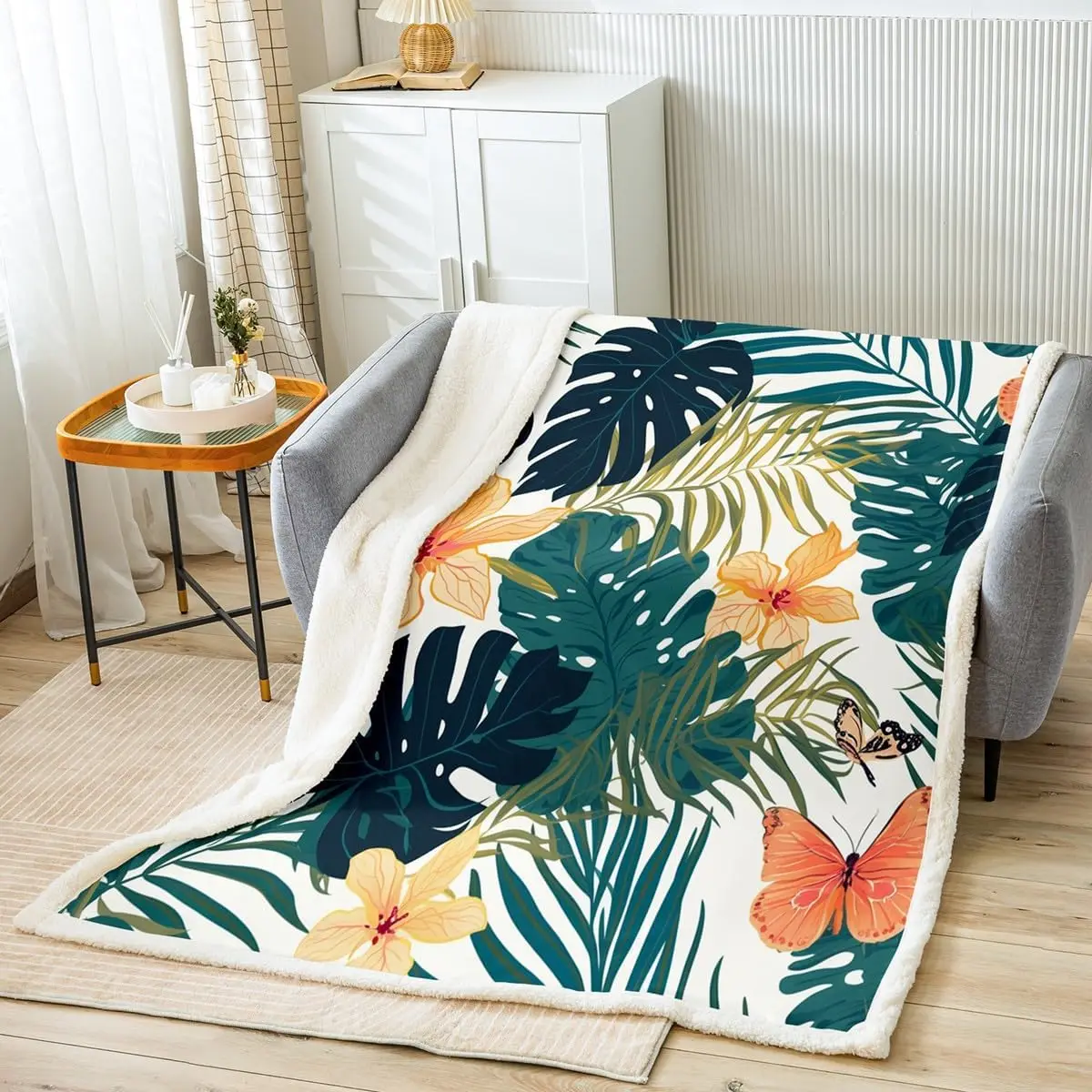 Feelyou Palm Leaf Sherpa Blanket Tropical Leaves Pattern Fleece Throw Blanket for Chair Sofa Couch Decor x
Feelyou Palm Leaf Sherpa Blanket Tropical Leaves Pattern Fleece Throw Blanket for Chair Sofa Couch Decor x