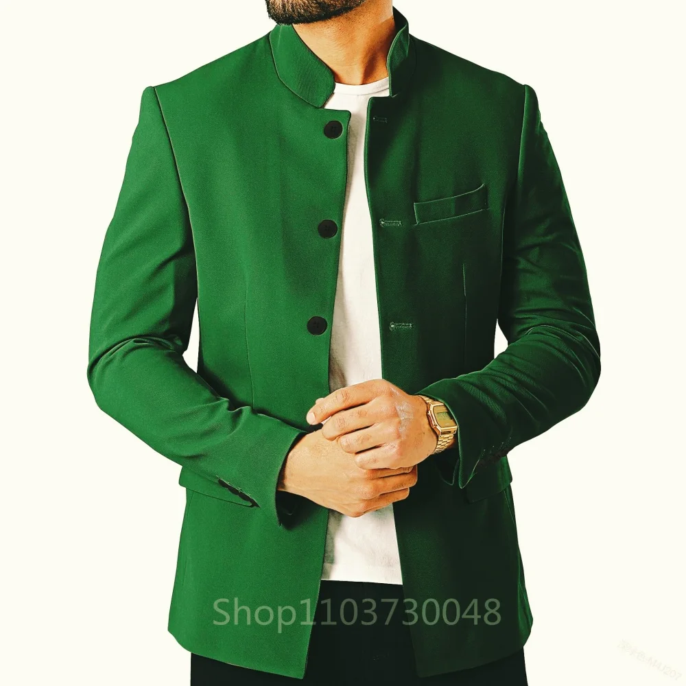 High Quality Men's Solid Color Blazers Fashion Stand-up Collar Single Button Jacket Casual Slim Suit Jacket for Men Clothing 
High Quality Men's Solid Color Blazers Fashion Stand-up Collar Single Button Jacket Casual Slim Suit Jacket for Men Clothing