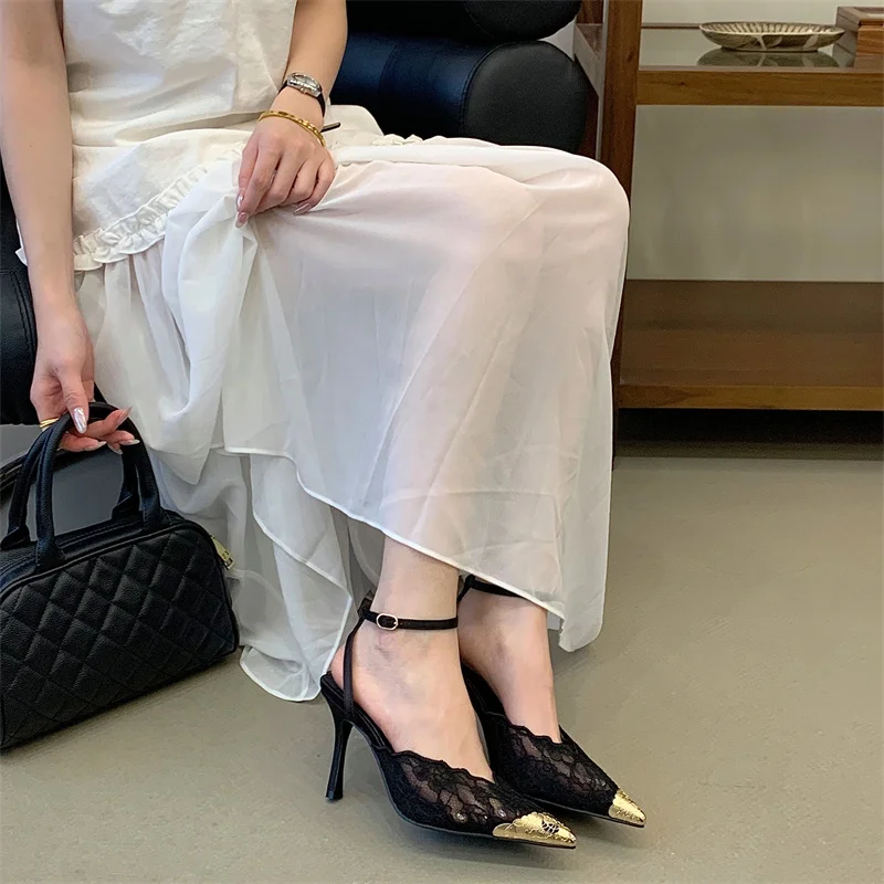 Women's Pink Lace Gold Toe Cap Pointed Ankle Strap Stilettos, Wedding Party Evening Footwear, Drop Shipping Fast Ship Free Gift
Women's Pink Lace Gold Toe Cap Pointed Ankle Strap Stilettos, Wedding Party Evening Footwear, Drop Shipping Fast Ship Free Gift