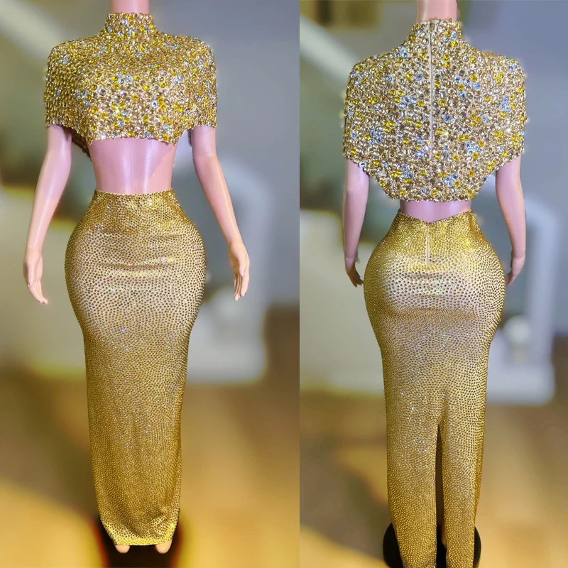 Women Singer Performance Festival Outfits Gold Rhinestones Evening Party Dress Female Jazz Dance Costumes Stage Wear XS8313
Women Singer Performance Festival Outfits Gold Rhinestones Evening Party Dress Female Jazz Dance Costumes Stage Wear XS8313