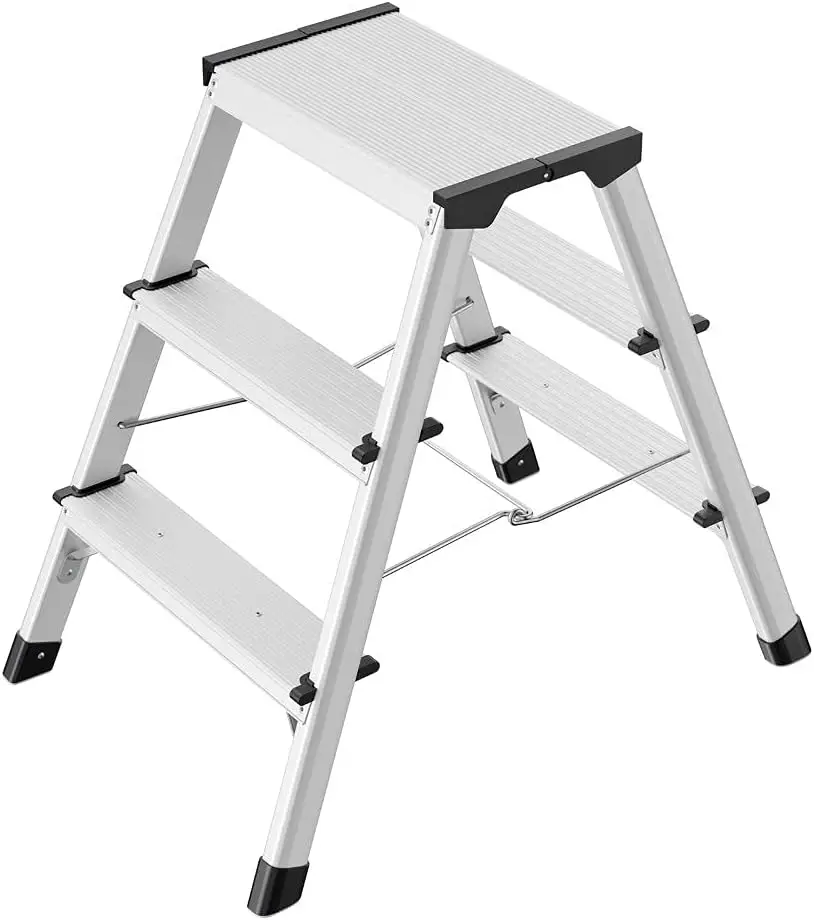 D60 Dual-Sided 3-Step Aluminum Folding Step Ladder, Slim 3" Profile, 330 lb Capacity - Wide Non-Slip Treads, Soft-Grip F
D60 Dual-Sided 3-Step Aluminum Folding Step Ladder, Slim 3" Profile, 330 lb Capacity - Wide Non-Slip Treads, Soft-Grip F