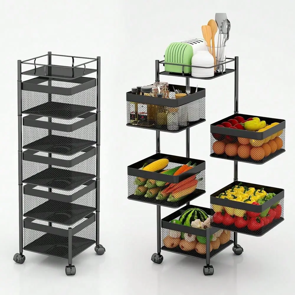 Pack Kitchen Fruit And Vegetable Basket That Requires No Assembly, Rotating Storage Rack, Bathroom Storage Rack, Kitchen Storag
Pack Kitchen Fruit And Vegetable Basket That Requires No Assembly, Rotating Storage Rack, Bathroom Storage Rack, Kitchen Storag