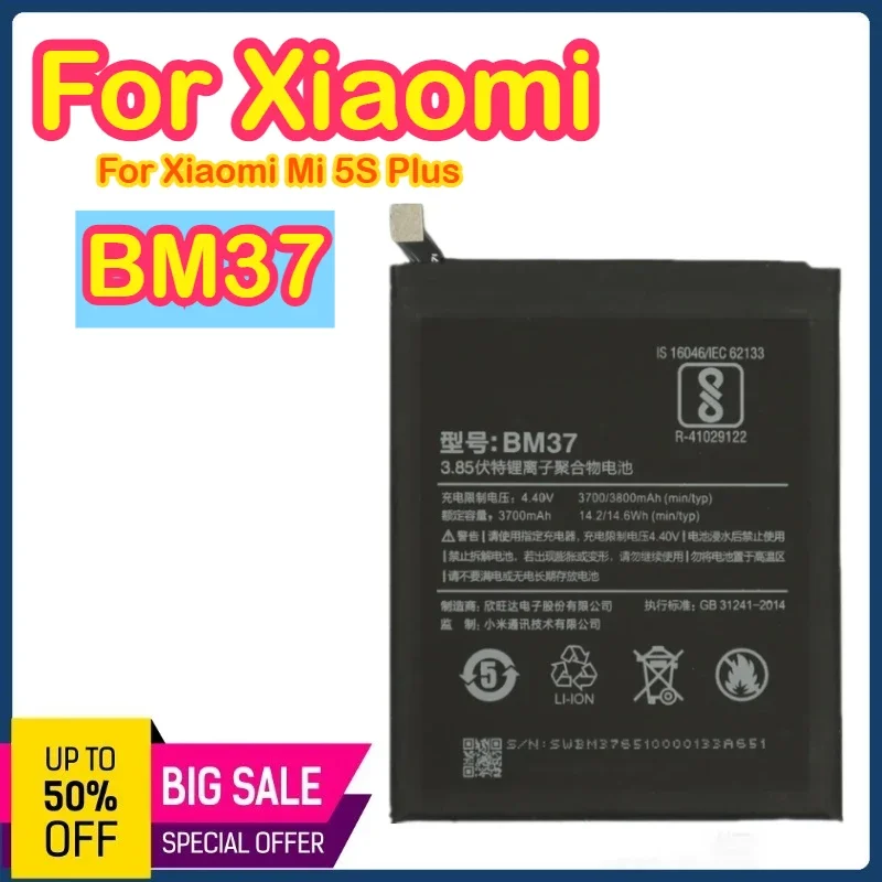 BM37 3800MAH 3.8V Battery for Xiaomi Mi 5S Plus MI5S Plus 5SPlus 3800mAh High Quality Replacment Phone Battery Bateria
BM37 3800MAH 3.8V Battery for Xiaomi Mi 5S Plus MI5S Plus 5SPlus 3800mAh High Quality Replacment Phone Battery Bateria