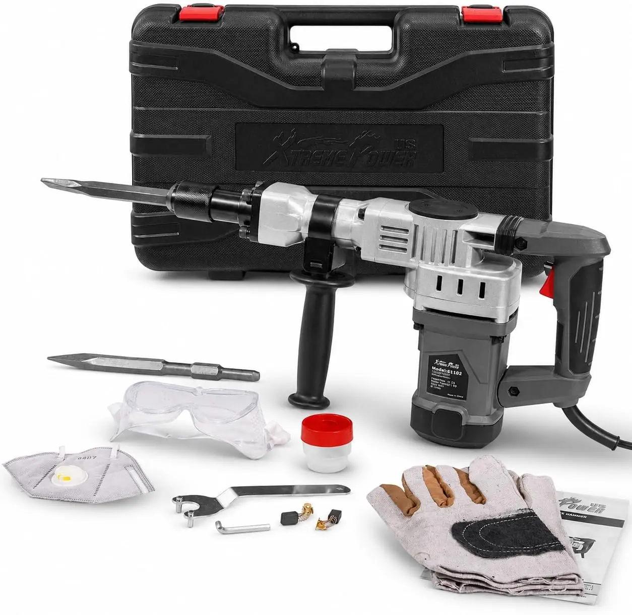 1400W Electric Demolition Jack Hammer for Concrete Breaking with 2 Chisel Bits and Carrying Case
1400W Electric Demolition Jack Hammer for Concrete Breaking with 2 Chisel Bits and Carrying Case