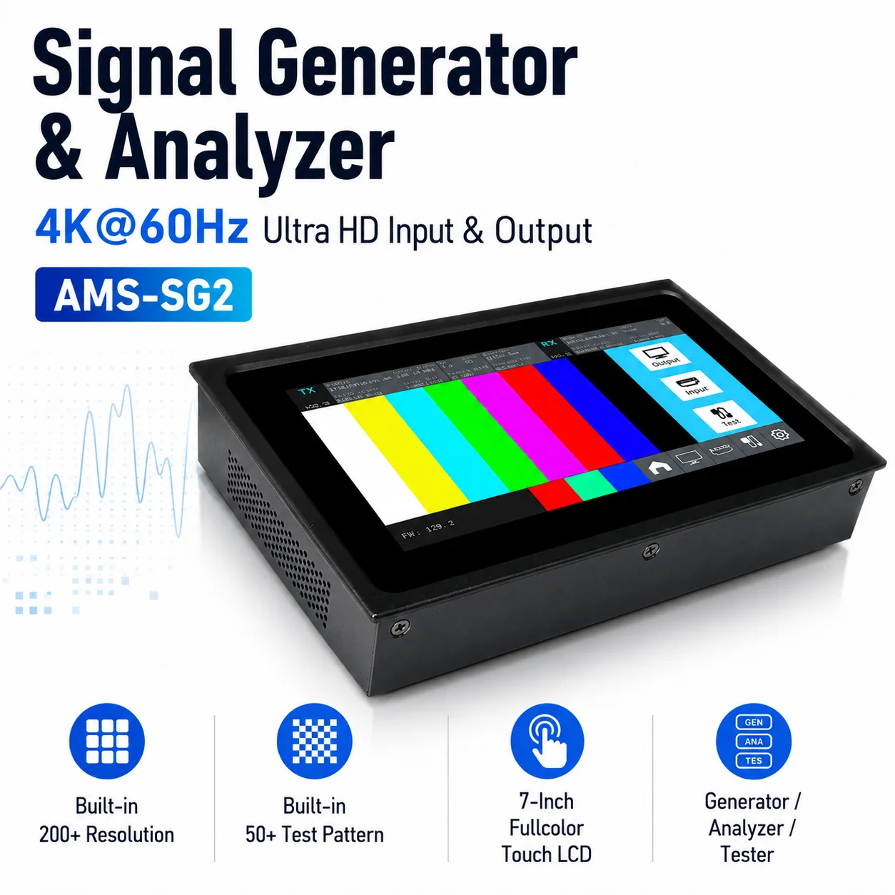 4K60 Signal Generator Analyzer Tester 18Gbps EDID SCDC 200+ Resolutions 50+ Test Patterns Cable Extender VIC Test
4K60 Signal Generator Analyzer Tester 18Gbps EDID SCDC 200+ Resolutions 50+ Test Patterns Cable Extender VIC Test