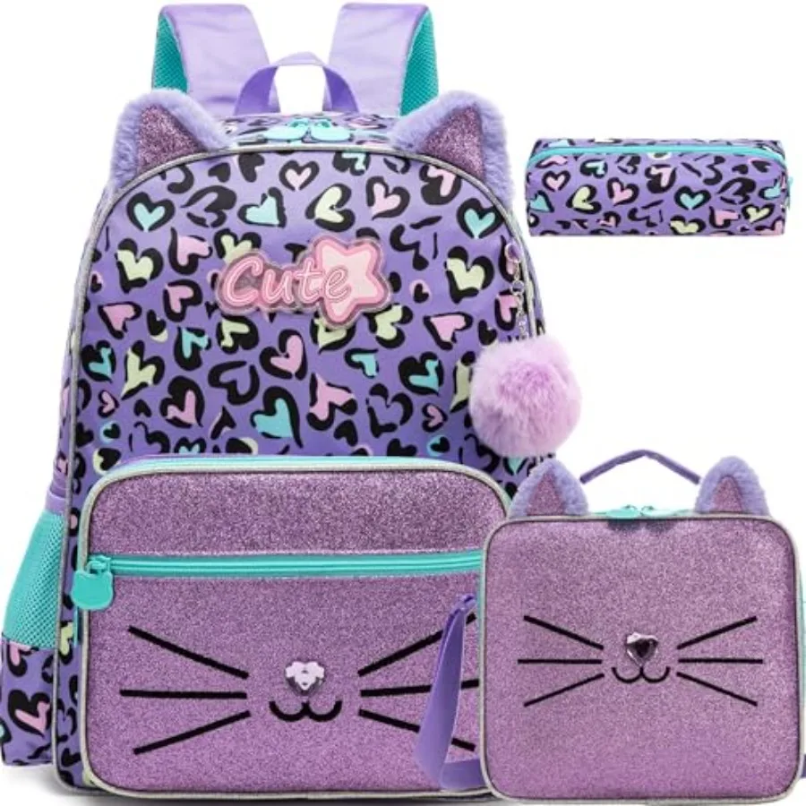 Cat Backpack for Girls Backpack for Elementary Student Cute Travel Bookbag with Lunch Box Pencil Case for Girls Ages 6-8
Cat Backpack for Girls Backpack for Elementary Student Cute Travel Bookbag with Lunch Box Pencil Case for Girls Ages 6-8